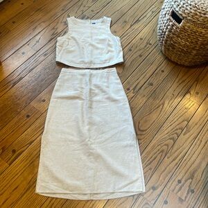 Old Navy Linen Blend Skirt Set XS Petite